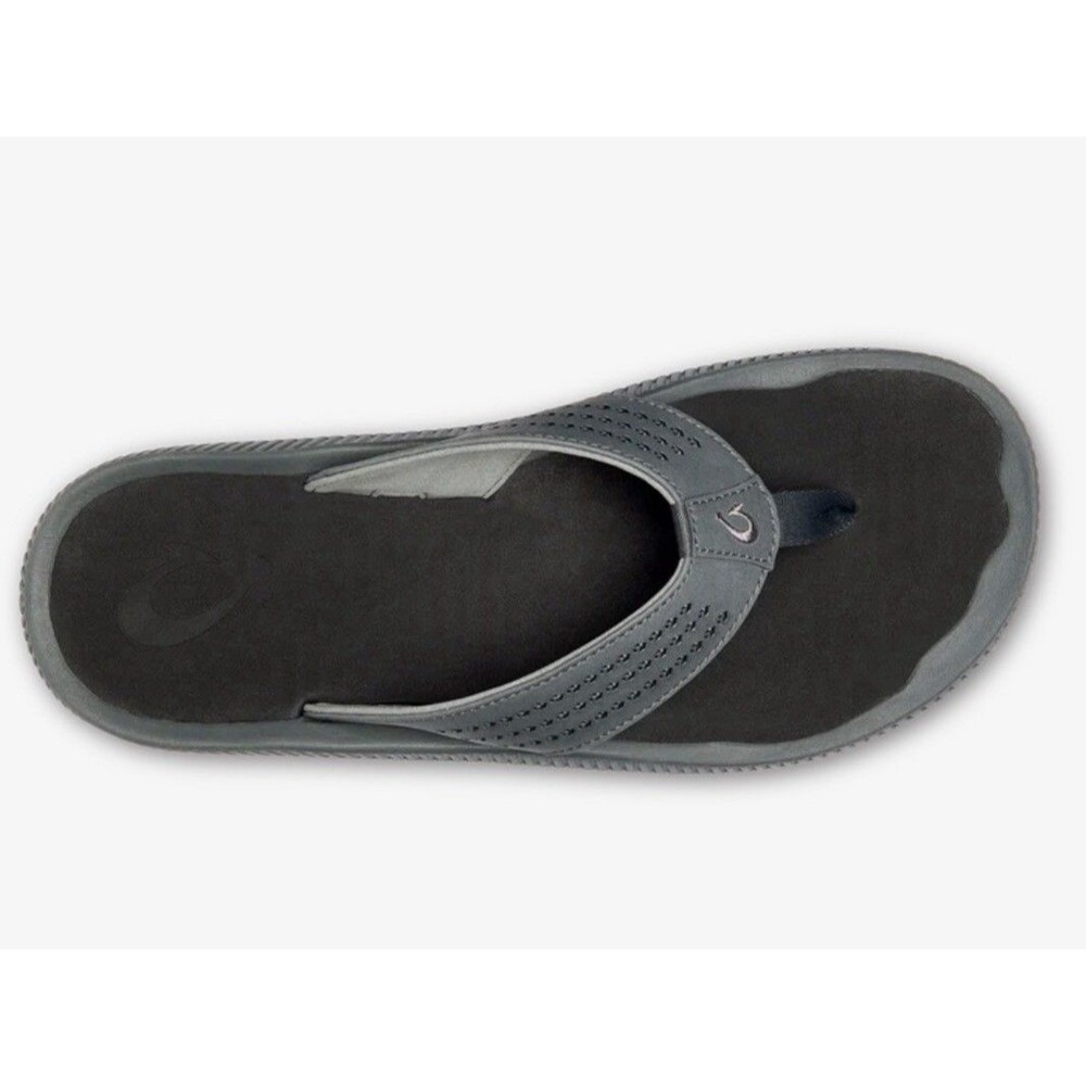 OLUKAI Men’s Ulele Flip Flop Beach Sandals - Dark Shadow/Black - Sz 11M - GUC